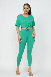Side Slits Top And Leggings Set